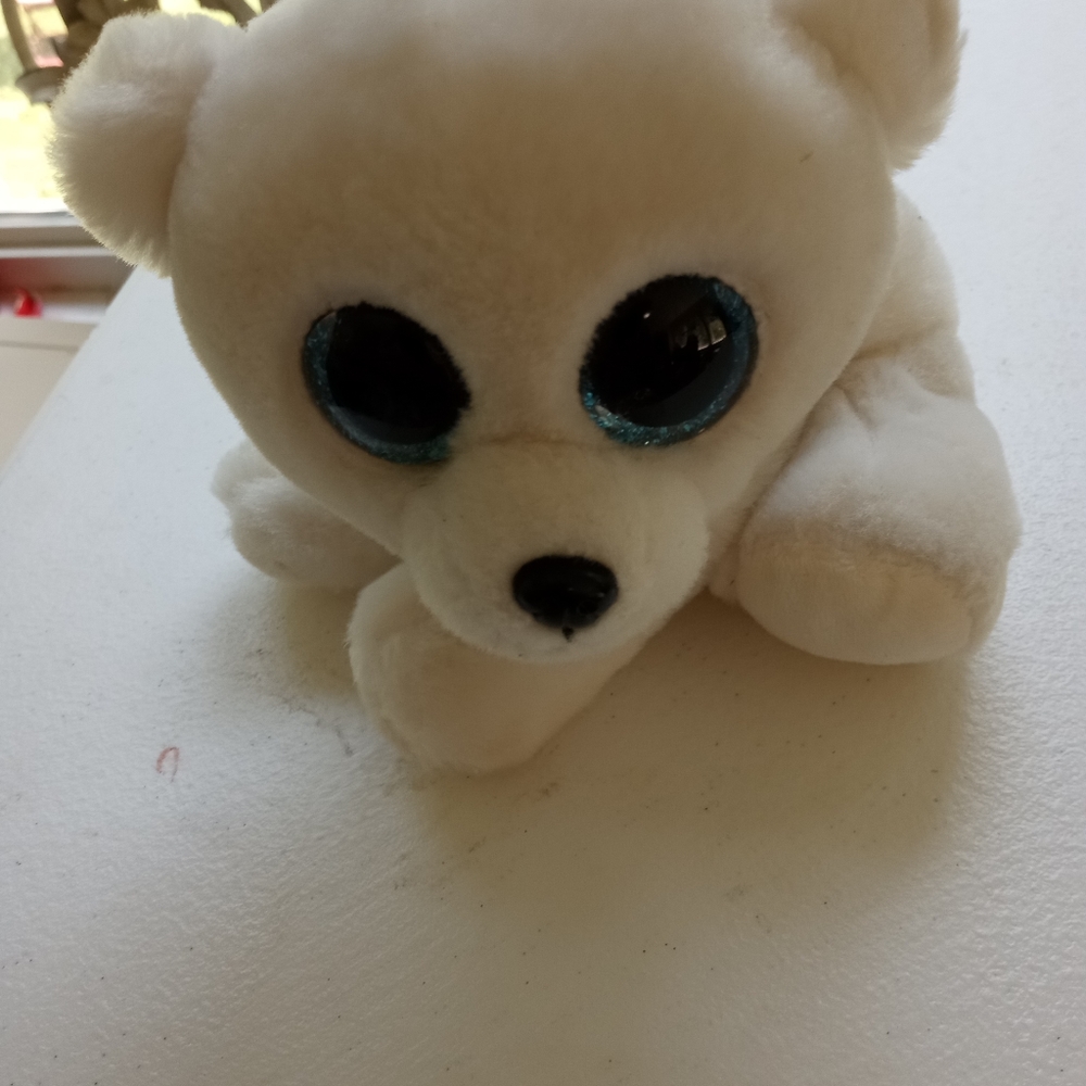 Artic Ty Beanie Babie Polar Bear Cub Blue Glitter Eyes 6"
